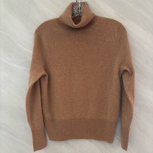 Banana Republic S/M Tan 100% Cashmere Turtleneck Long Sleeve Sweater Old Money